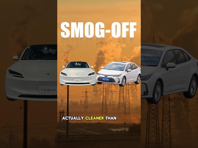 When is a Tesla cleaner than a gas car? #shorts #tesla #ev #emission #environment #breakeven #clean