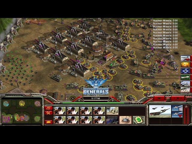 Command & Conquer Generals Zero Hour - China Nuke 1 vs 7 Hard Gameplay (Building The Chinese Empire)