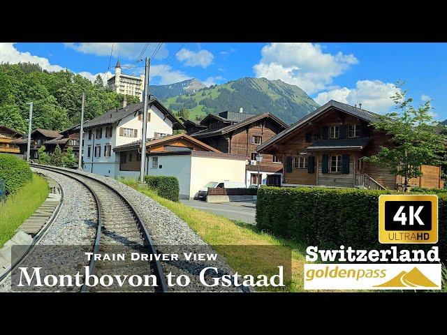 Cab Ride - Montbovon to Gstaad Switzerland | Goldenpass MOB - Train Driver View - 4K hdr 60fps