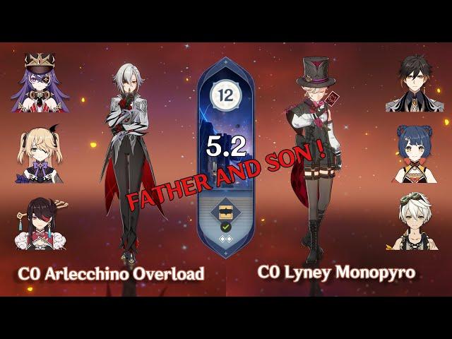 5.2 Spiral Abyss Floor 12 -  C0 Arlecchino and C0 Lyney - Genshin Impact