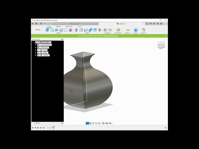 Fusion 360 Sweep demo: profile, path and guide rail to make a simple vase