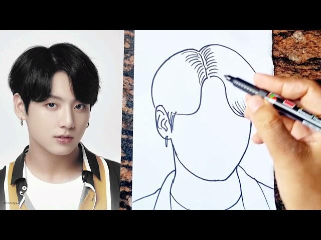 How to draw BTS Jungkook drawing  #btsarmy