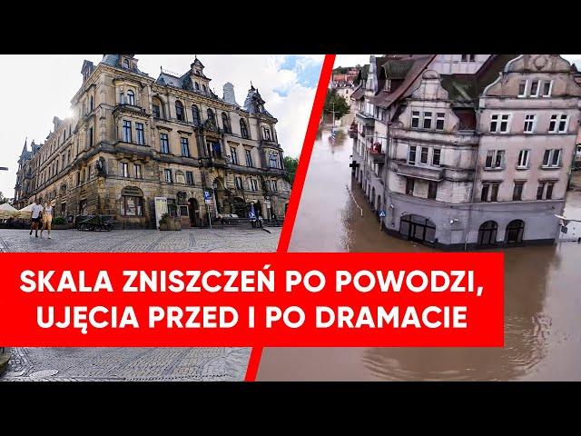 Przytłaczająca skala zniszczeń. Ujęcia przed i po wielkiej powodzi