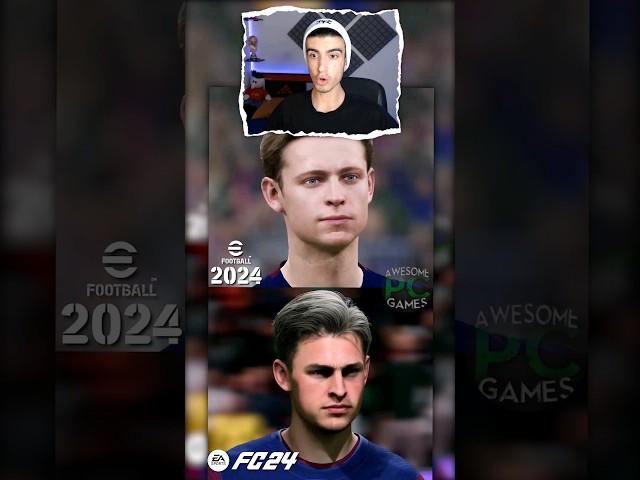 مقایسه فیس بازیکنای بارسلونا در  FC24 و eFootball 24 