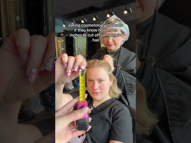 How many inches are you cutting off? #beautyschool #haircut #cosmetology #hair #cosmetologystudent