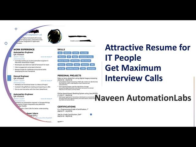 SDET (QA Automation) Resume || Get Maximum Interview Calls