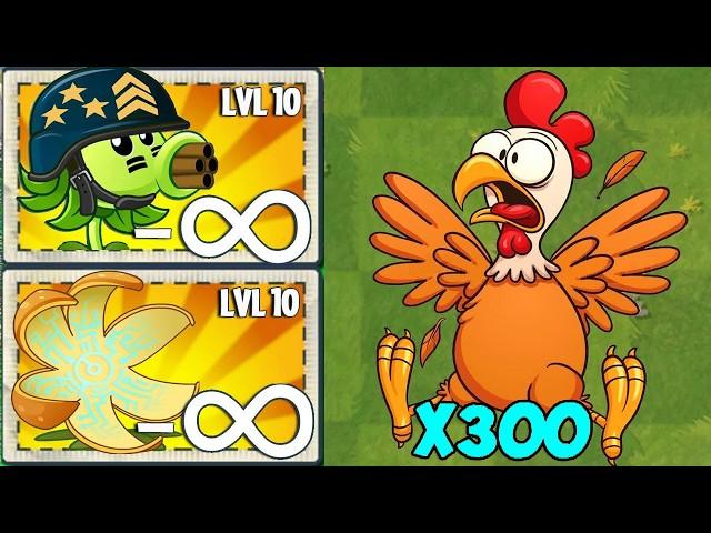 Every 30 Plants Vs 300 Chicken Zombie Level 30 - How Many Plants Will Win?? - Pvz 2 Challenge