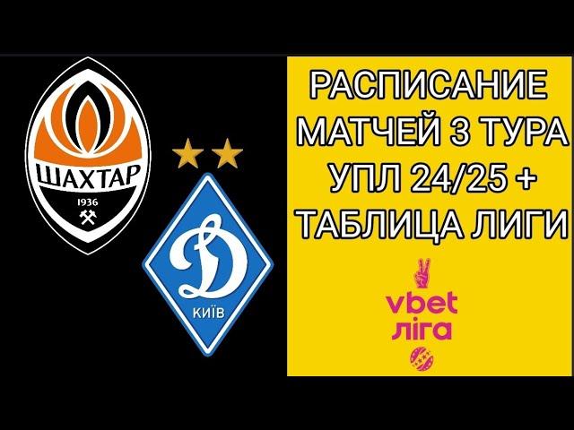 РАСПИСАНИЕ МАТЧЕЙ 3 ТУРА УПЛ 24/25 + ТАБЛИЦА ЛИГИ