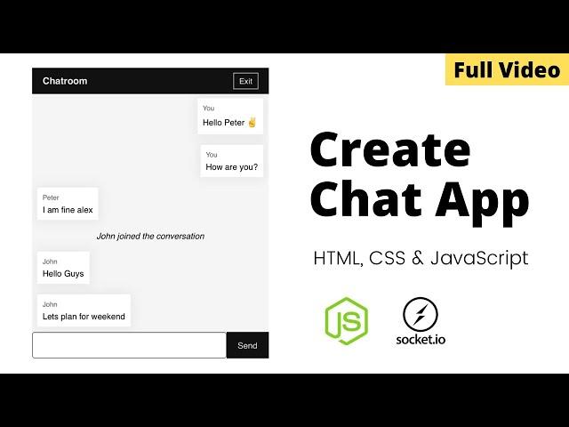 Create Real-time Chat App using HTML, CSS, JavaScript, NodeJS & Socket.io | Full Video