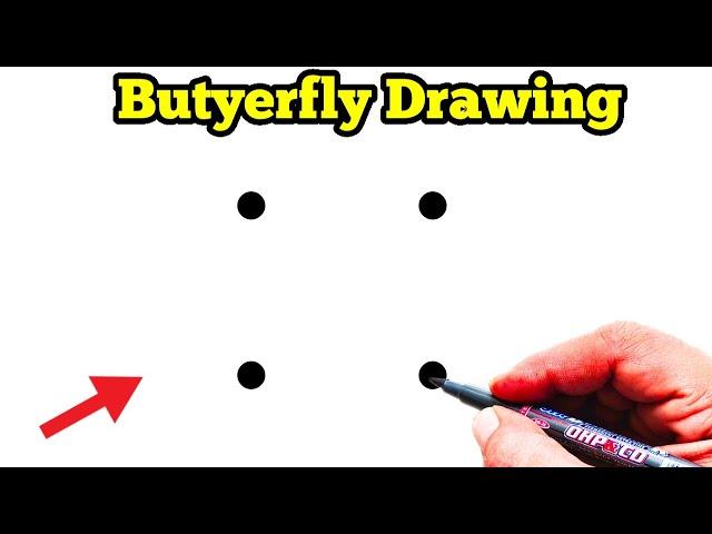 How to Draw Butterfly From 2×2 Dota | Easy Butterfly Drawing | Dots Drawing | Butterfly