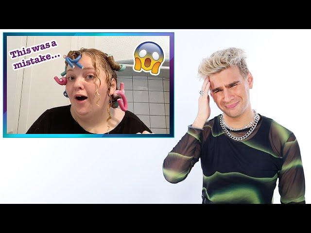 Hairdresser Reacts To At Home Perm Fails