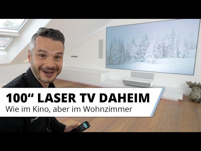 4K 100" Zoll Fernseher mit Surround Sound im Wohnzimmer - Heimkino Alfred