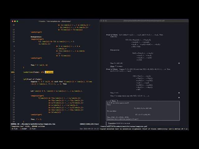 How I take notes as a Math major using Vim + LaTeX