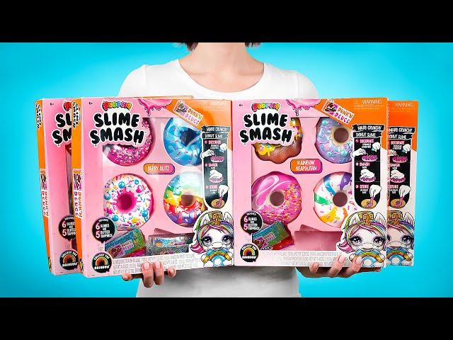 Öffnen, dekorieren und zermatschen - die GROßE Serie Smash Poopsie Slime Donuts! 