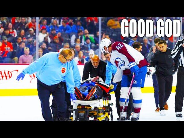 NHL Referee Injury Mitch Dunning Stretchered Off Ice After Josh Manson Collision | Flyers Avalanche