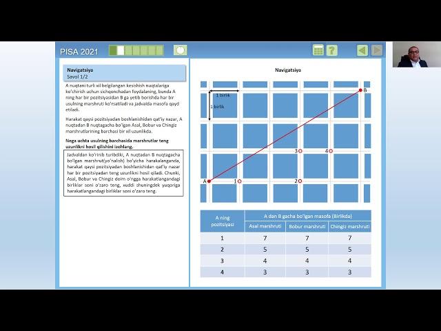 PISA Matematik savodxonlik "Navigatsiya" topshirig'i