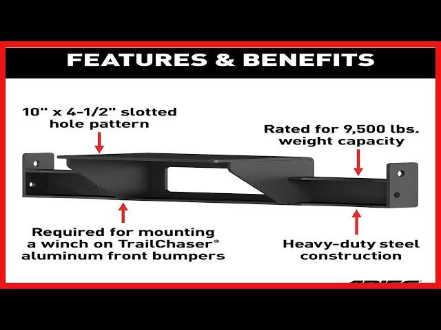ARIES 2072101 TrailChaser Jeep Wrangler JK Bumper Winch Reinforcement Bracket