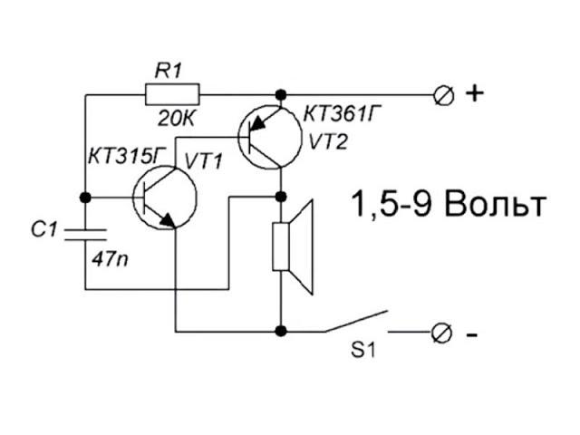 Простейшая пищалка своими руками.  Разбираем электронные схемы