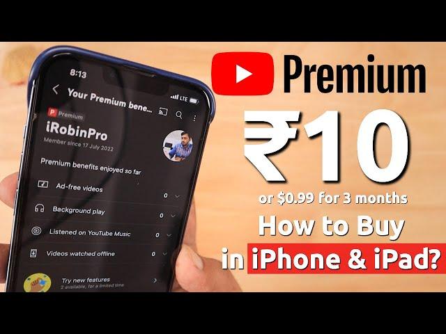 Youtube PREMIUM @ ₹10 or $0.99 in iPhone and iPad  How to Buy?