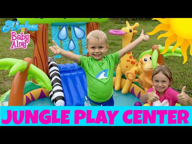 INTEX Jungle Play Center Unboxing! Skye & Caden Having Fun In The Pool With Waterbabies Dolls!