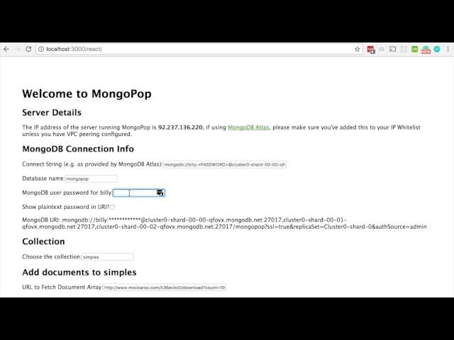 Mongopop ReactJS client for MongoDB – demo