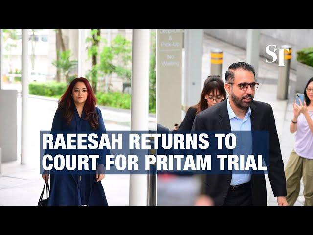 Raeesah and Pritam arrive at State Courts for day 2 of trial