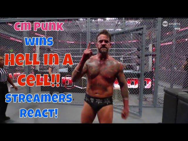 Streamers React! Cm Punk wins Hell in a Cell!! #wwe #badblood #cmpunk