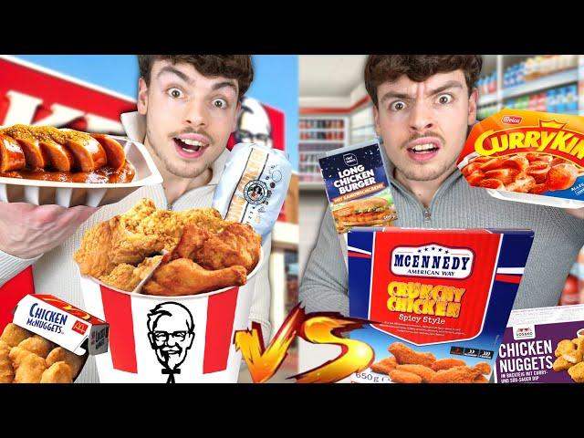 SUPERMARKT FAST FOOD VS FAST FOOD von FASTFOOD KETTEN TESTEN für 24 STUNDEN (XXL Vergleich)