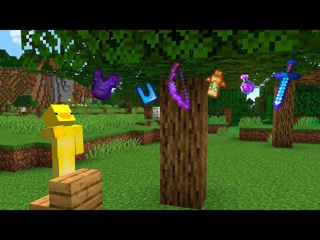 MINECRAFT pero CRECEN ITEMS OP de los ÁRBOLES