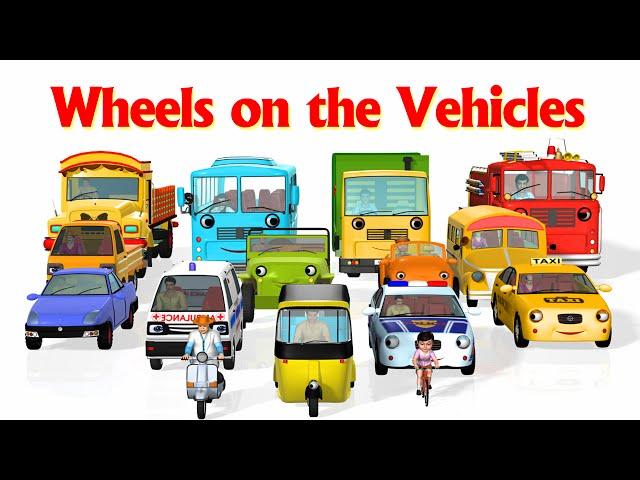 Wheels On The Bus Go Round And Round (Vehicles 2) - 3D Nursery Rhymes & Songs for Kids