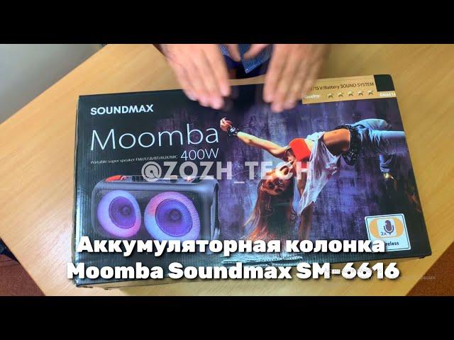 СОСЕДИ БУДУТ В ШОКЕ ! МОЩНАЯ аккумуляторная колонка Moomba Soundmax SM-6616 2 микрофона 400W Обзор