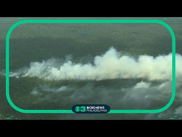 New Jersey Forest Fire Service battling wildfire in Burlington County