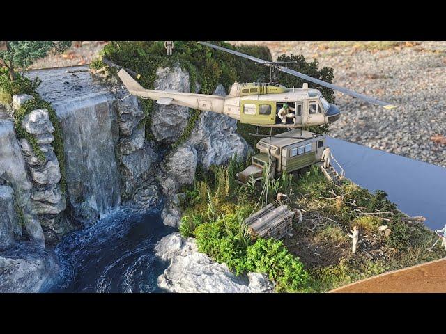 Realistic Waterfall with Bell UH1 / Realistischer Wasserfall in scale 1:48