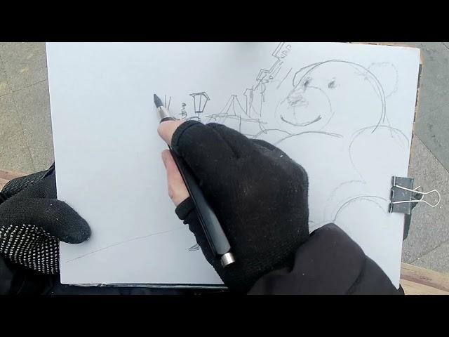 Зимние зарисовки Пленэр Карандаш Рисую и разговариваю UrbanSketch Lesson Real times Drawing and tell