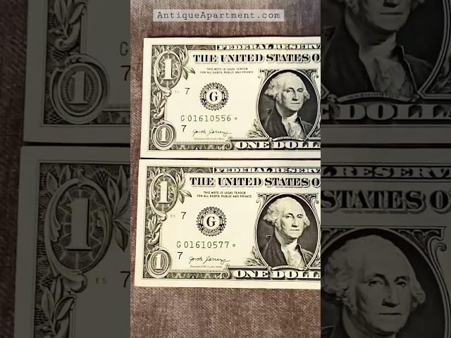 2 Same Sheet *Star Notes Near Sequential Ink Error Notes Dollar Bill Money Currency One Fed Reserve