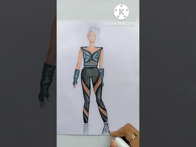 wow pro fashion art fashion sketch new design #shorts #fashion #design #dress #shorts 