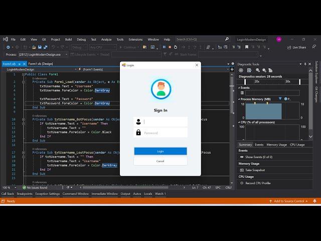 Creating Login Form with Simple Modern Design - VB.net