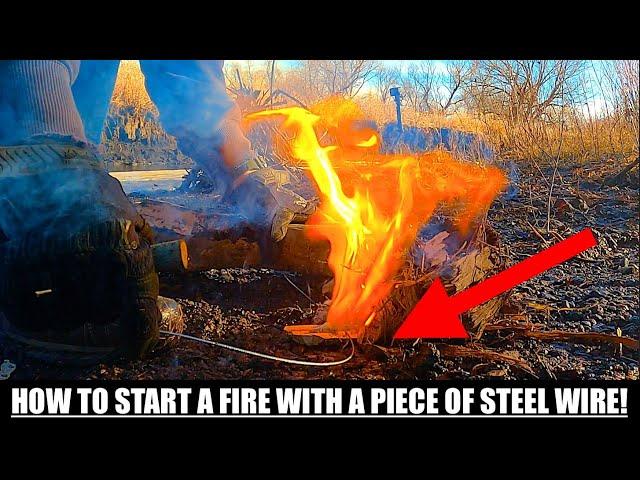 How to Start a Fire with a Piece of Steel Wire! Military Pilot Emergency Fire Starter!