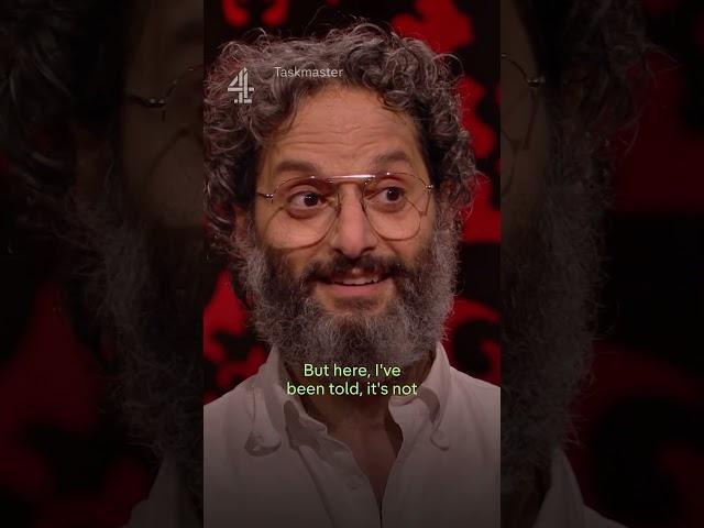 Jason Mantzoukas is quickly learning British culture #Taskmaster #GameShow
