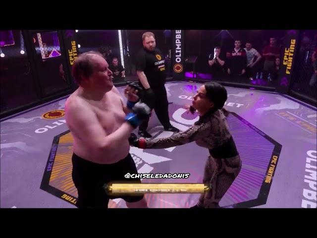 Balding MAN vs Pig-Tailed WOMAN In An MMA Match