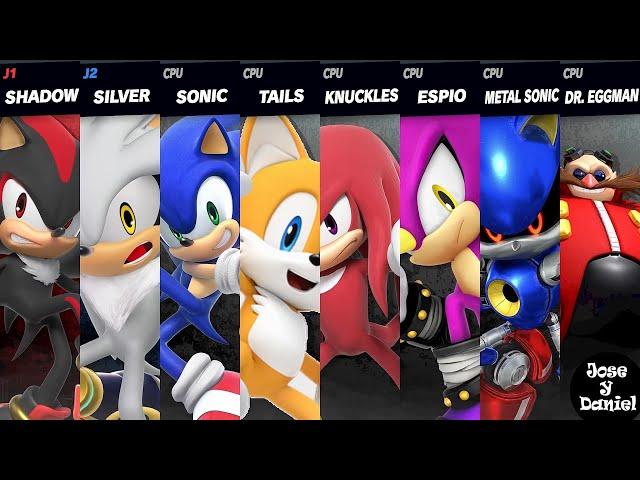 Sonic vs Tails vs Shadow vs Knuckles vs Silver vs Eggman vs Metal Sonic in Super Smash Bros Ultimate