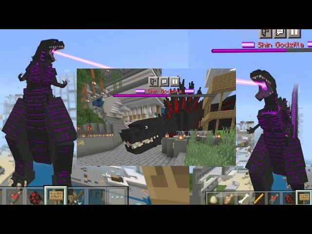 Crawling Shin Godzilla MOD Buildings Destruction in Minecraft