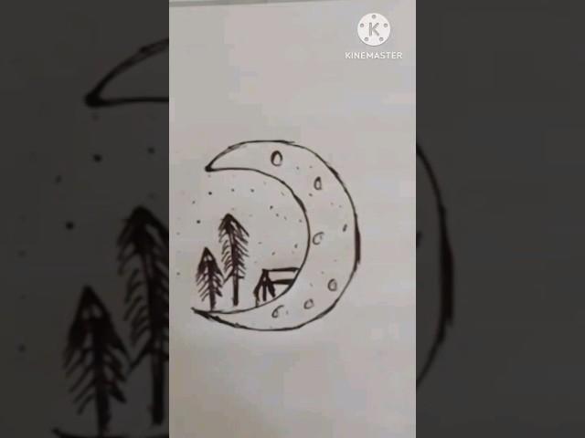 wow!moon art drawing for beginners #shorts #shortsvideo #short #shortvideo #drawing #art #viralvideo