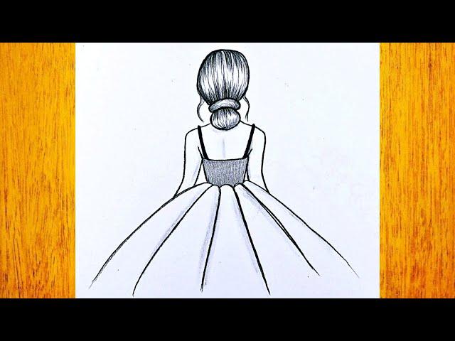 Muy facil de dibujar/ Como dibujar una chica con vestido/ Tutoriales de dibujo a lapiz paso a paso