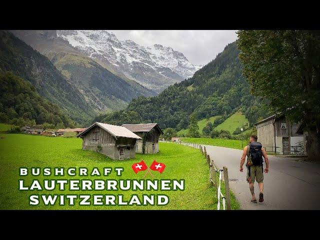 Solo bushcraft in the Switzerland alps “Lauterbrunnen” coffee,river,trekking,discover