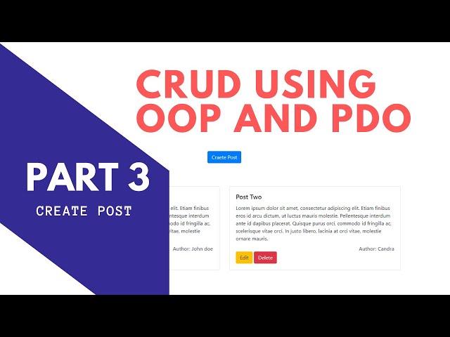 CRUD with PDO and OOP PHP #3 -  Create Post