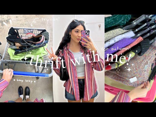 THRIFT WITH ME for autumn trends! (colorful sweaters, capris, boots and more)