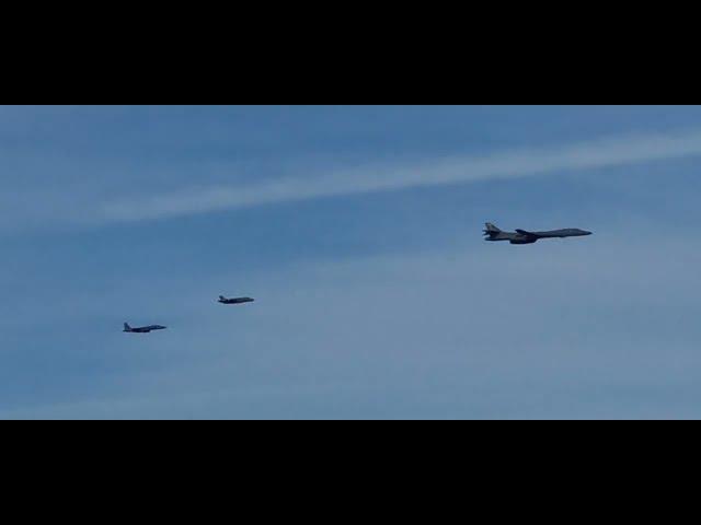  B1 Bomber| F-35| F15 fly over my work Cambridge 