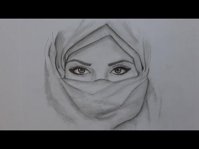 How to Draw Hijab girl step by step || Easy Pencil Sketch