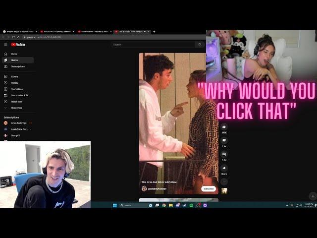 xQc clicks on Madison Beer video about her ex in front of her....